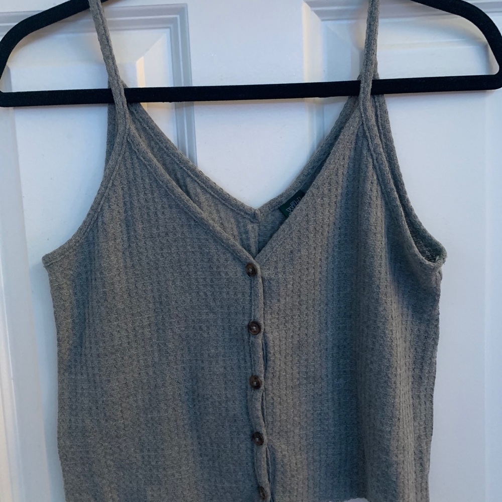 Grey button up tank up